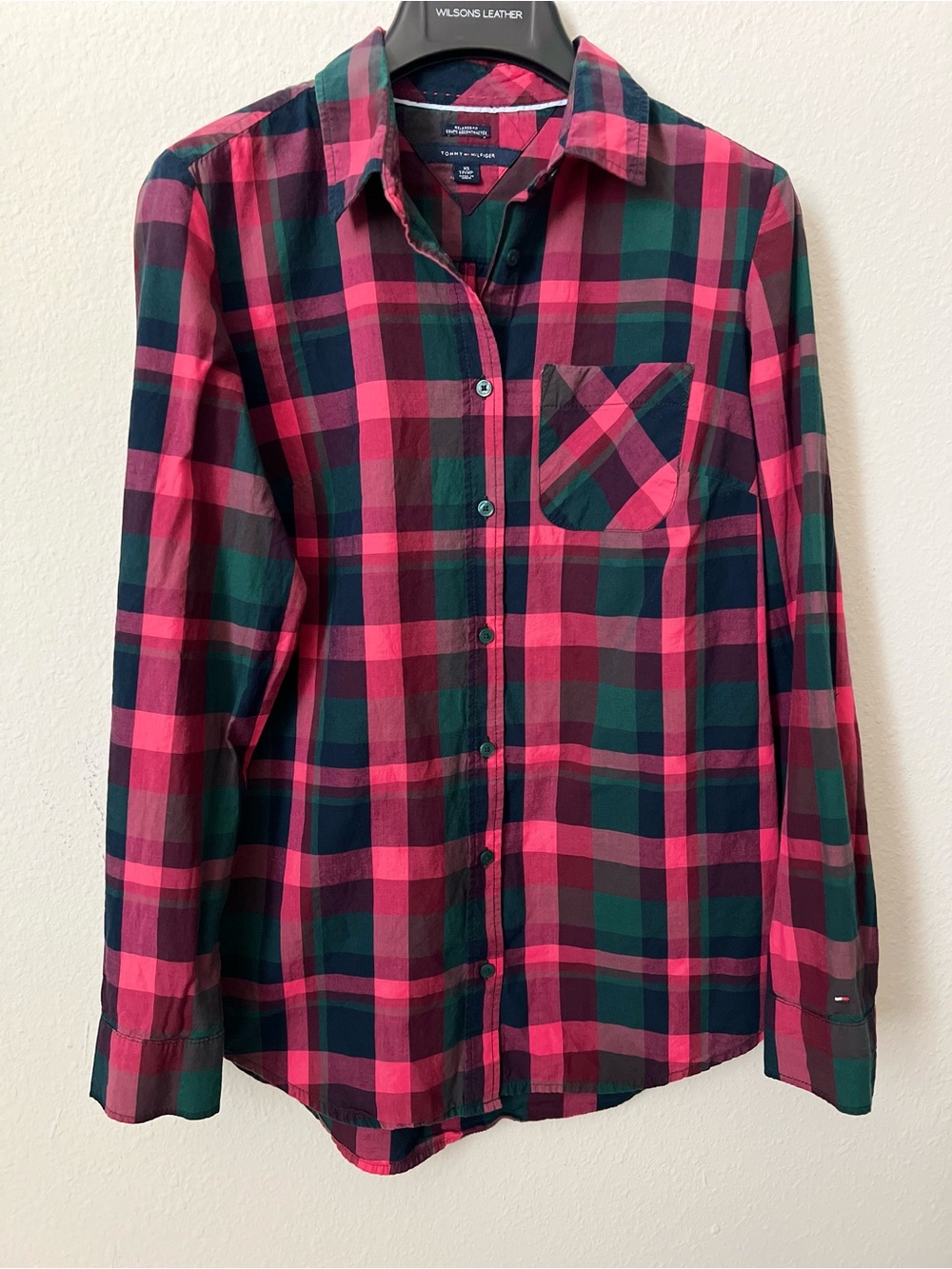 Tommy Hilfiger Cotton Plaid Button Down Shirt XS